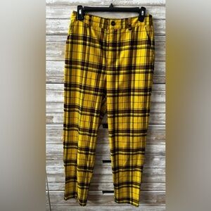 Forever 21 Yellow Plaid Tartan Pants M 29x31 Punk Grunge Preppy
